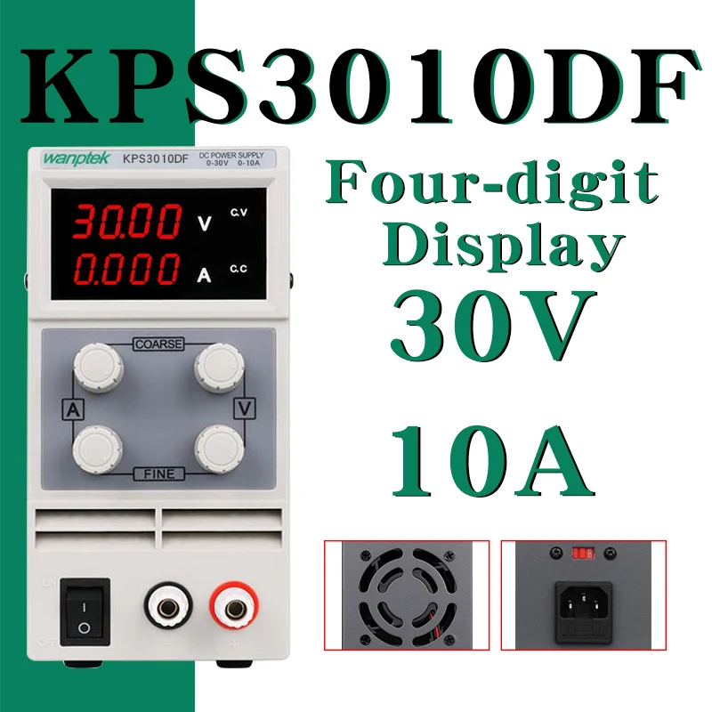 

Adjustable DC Power Supply KPS3010DF 30V 10A Switching Regulated DC Power Supply Digital with Alligator lablartory Power Supply