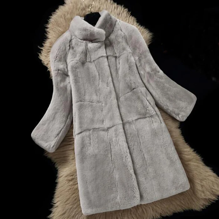 Мех реального размера плюс женские топы шуба из кролика рекс натуральный мех куртка зима теплый большой бренд мех Топы wsr469