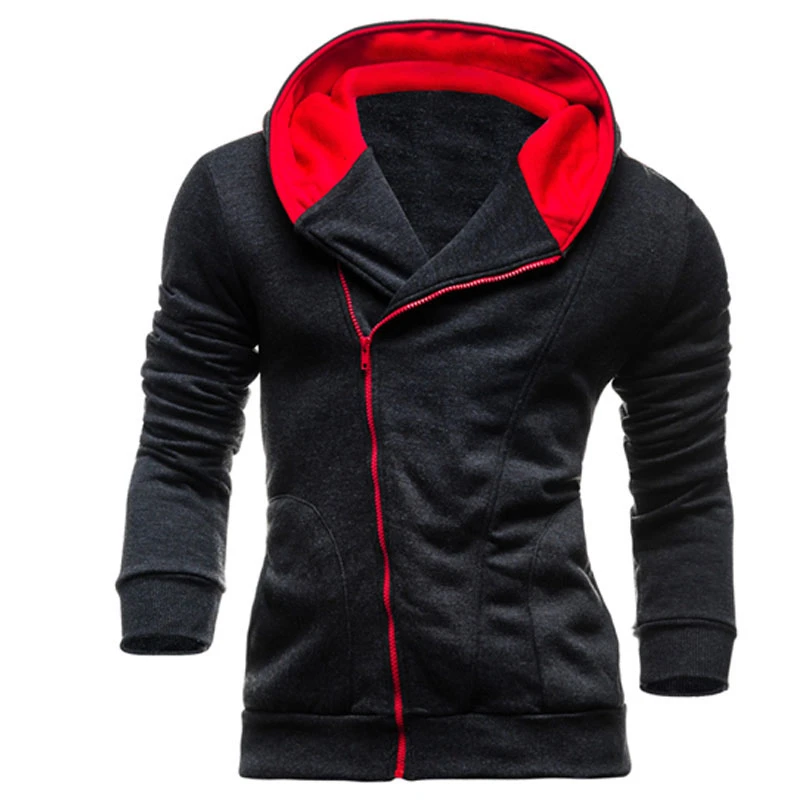 men's oblique zipper hoodie
