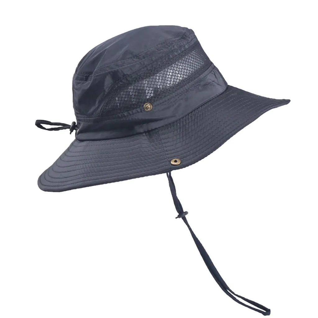 Breathable Wide Brim Hat Outdoor Sun Protection Mesh Safari Cap for Travel Fishing Hunting big Brim sun cap hat#35