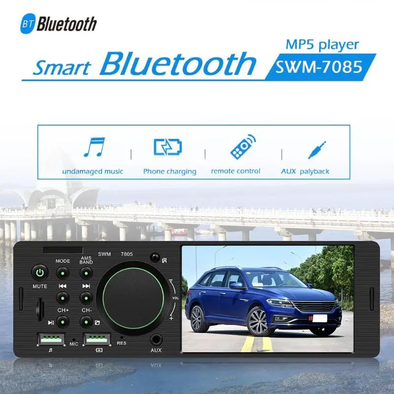 Автоматическая SWM 7805 1 DIN Автомобильная стерео 4,1 дюймов Bluetooth USB радио головное устройство с поддержкой камеры заднего вида