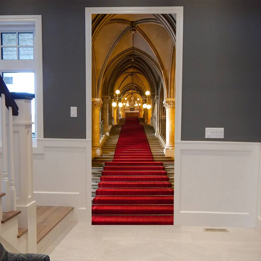 

3D View European Style Palace gate Architecture Photo Murals Wallpaper Living Room Sticker PVC Waterproof for Home Decor