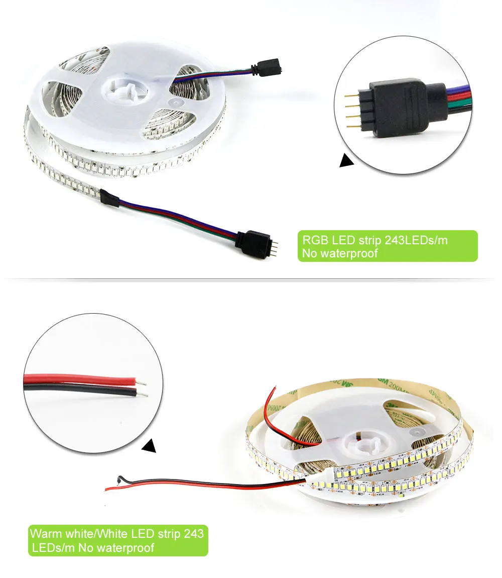 5 м, 2835 Светодиодные ленты не водонепроницаемый [dvolador] DC12V 240 светодио дный s/m 2835 Светодиодные ленты, RGB 243 светодио дный/m крытый свет, 5 м/1200 Светодиодные ленты освещения