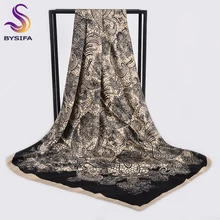 [BYSIFA] женские черные бежевые большие квадратные шарфы, обертывания, Зимняя мода, тусклый атласный шелковый шарф, шаль, элегантный женский шейный шарф, хиджаб