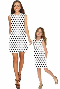 

Mommy & Me Family Matching Dress Cute Polka Dot Dress Mother Daughter Holiday Summer Mini Dresses