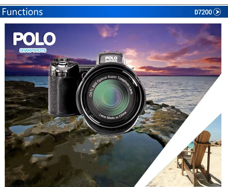 POLO/Protax D7200 Digital Camera 33MP Auto Focus Professional SLR HD Video Camera 24X +Telephoto Wide Angle Lens LED Fill Light
