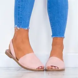 2019 г. новые женские летние сандалии обувь для отдыха на плоской подошве модная обувь из искусственной замши с открытым носком на низком