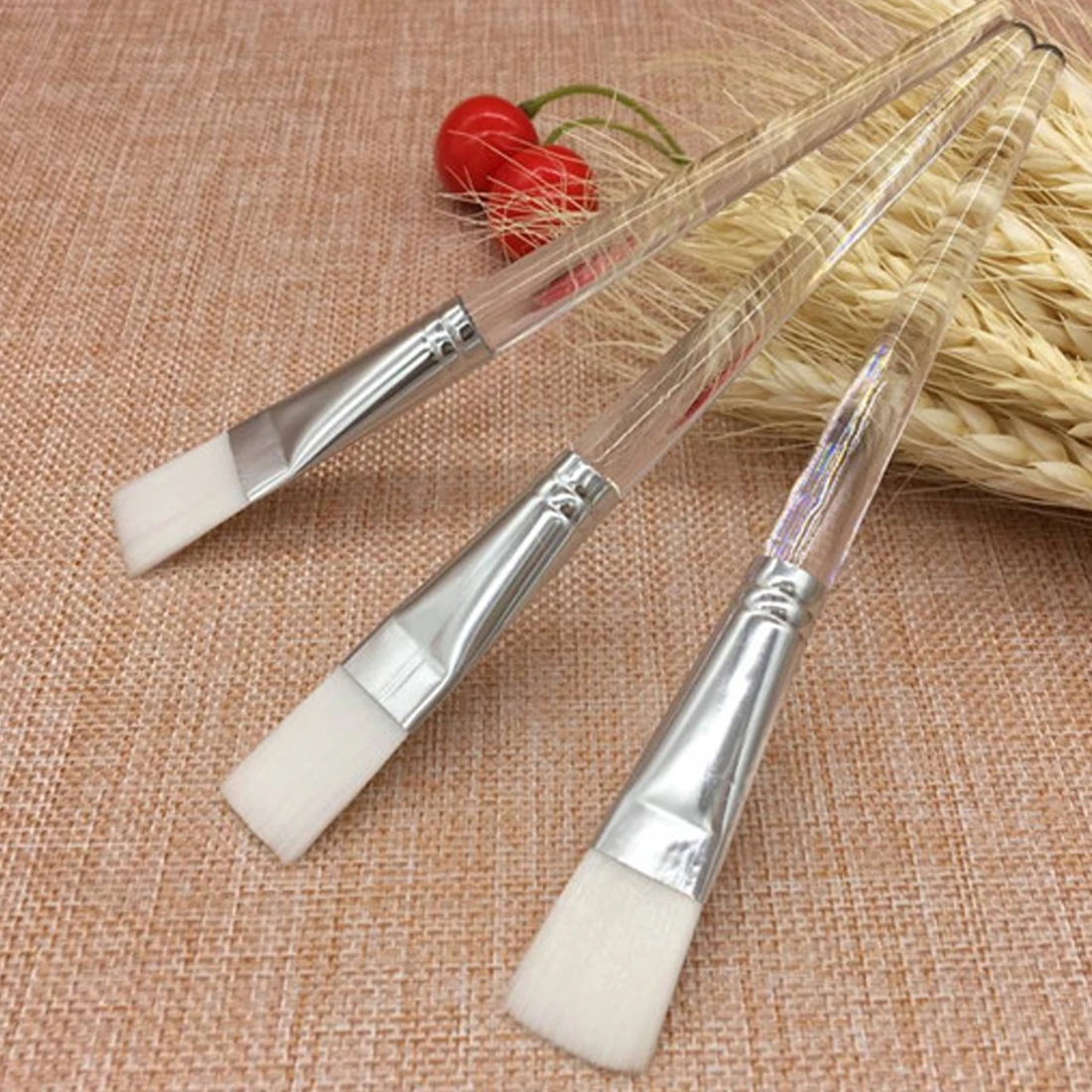 

Top Sale 1Pc Facial Mask Brush Face Treatment Makeup Tool Mud Mask Applicator Brush with Clear Plastic Handle Skin Care Tool