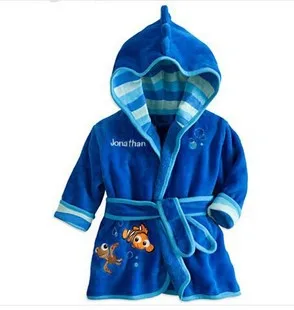Хлопковый детский халат с героями мультфильмов, детский халат, детская одежда для малышей, 6 цветов, банный халат для маленьких мальчиков и девочек - Цвет: light blue