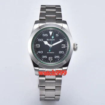 

40mm BLIGER Luminous Mechanical men watch Sapphire crystal black dial Automatic mens Watch