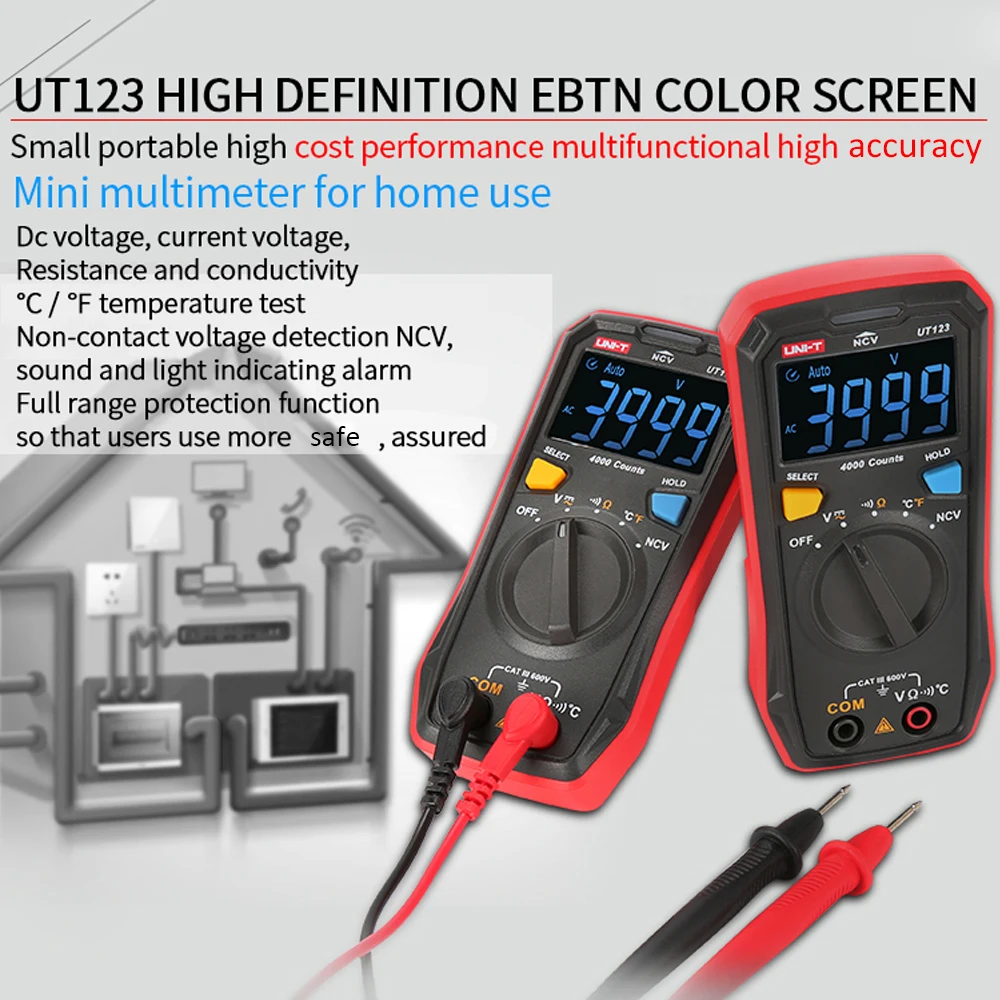 UNI-T UT123 Многофункциональный мультиметр цифровой цветной экран мини Высокая точность для домашнего и промышленного использования