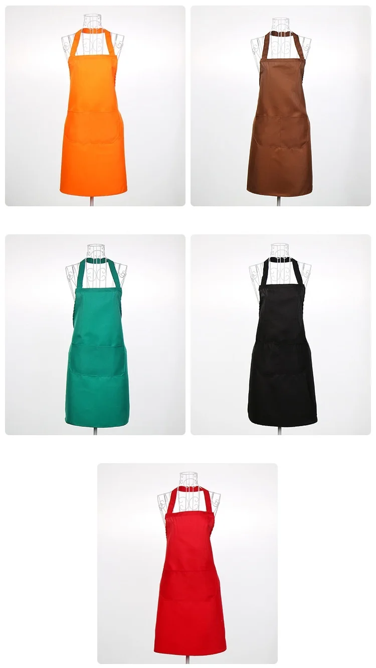

50pcs Multi Color Fashion Apron Solid Color Big Pocket Family Cooking Home Baking Bib Art Apron wen6834