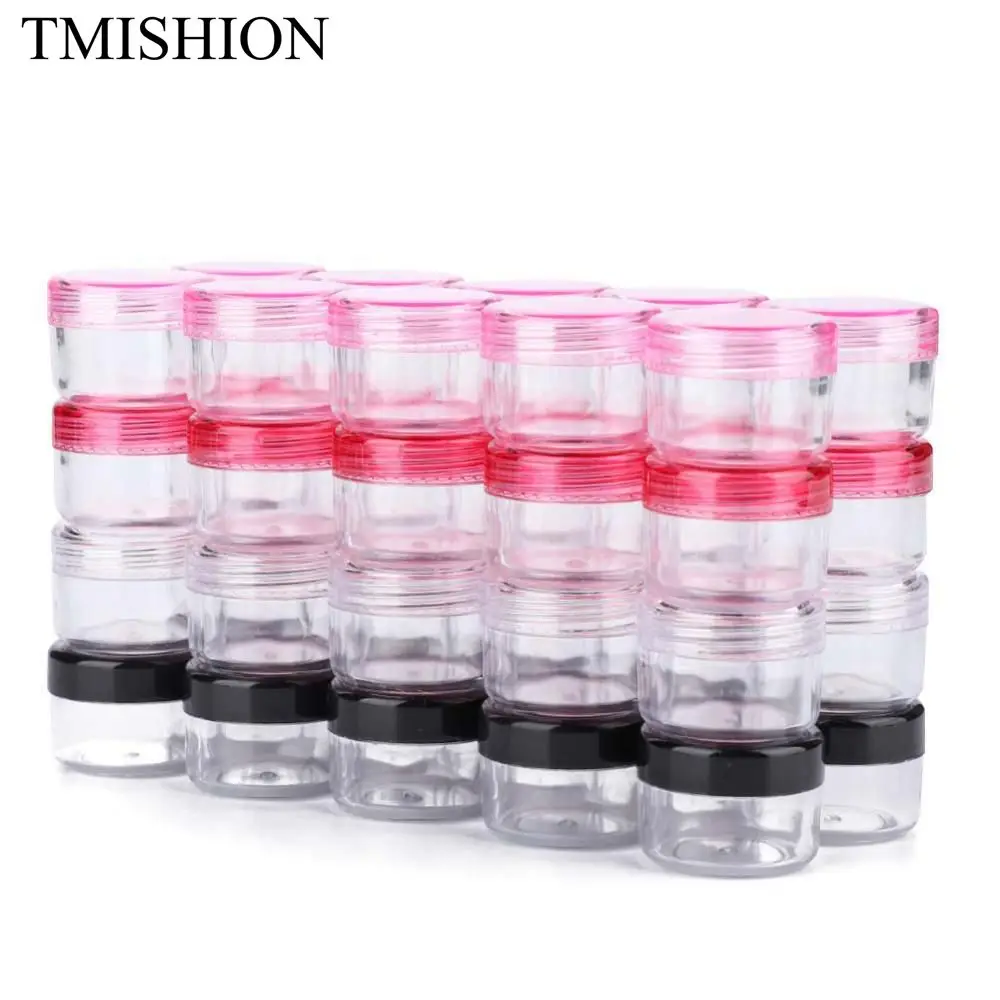 

TMISHION 40Pcs Nail Art Podwer Squence Storage Case Clear Empty Plastic Storage Box Containers for Nail Art Jewelry/Gem/Glitter