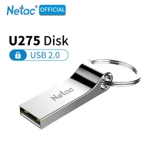 Netac U275 флеш-диск USB 2,0 с кольцом для ключей 8GB 16GB 32 GB Aluninum Alloy Stick USB2.0 8 16 32 GB металлическая Флешка серебристый U диск