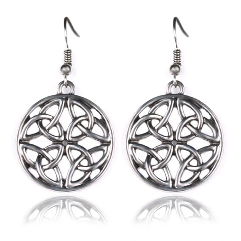 

JEPHNE Fantastic Metal Celtic Knot Drop Dangle Earrings Vintage Geometric Celtic Knot Earrings Elegant Leisure Design for Women
