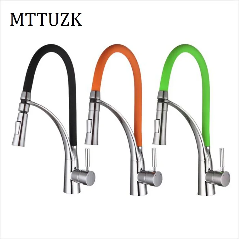 Free Shipping single handle kitchen mixer tap deck mounted black kitchen faucet Dual Sprayer Nozzle Hot