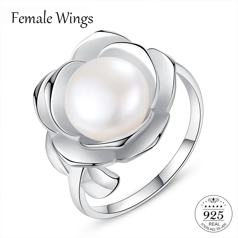 

FEMALE WINGS Genuine 925 Sterling Silver Flowers Open Finger Ring for Women Luxury Sterling Silver Party Girl Gift Jewelry FR219