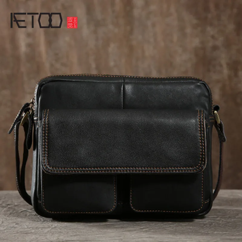 

AETOO Original Shoulder Bag Male Messenger Bag Casual Male Handbag Crazy Horse Leather