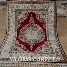 Yilong 4,6 'x6. 6 'турецкий Шелковый ковер синий ручной работы изысканный ручной работы шелковый ковер(1774