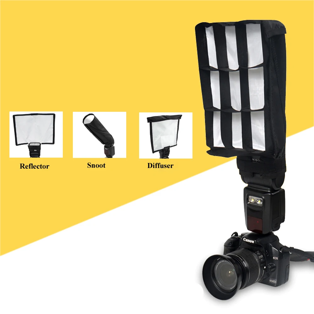 

Universal Multifunction Foldable Flash Reflector Snoot Diffuser Softbox + Honeycomb Grid for Canon Nikon Sony Yongnuo Pentax