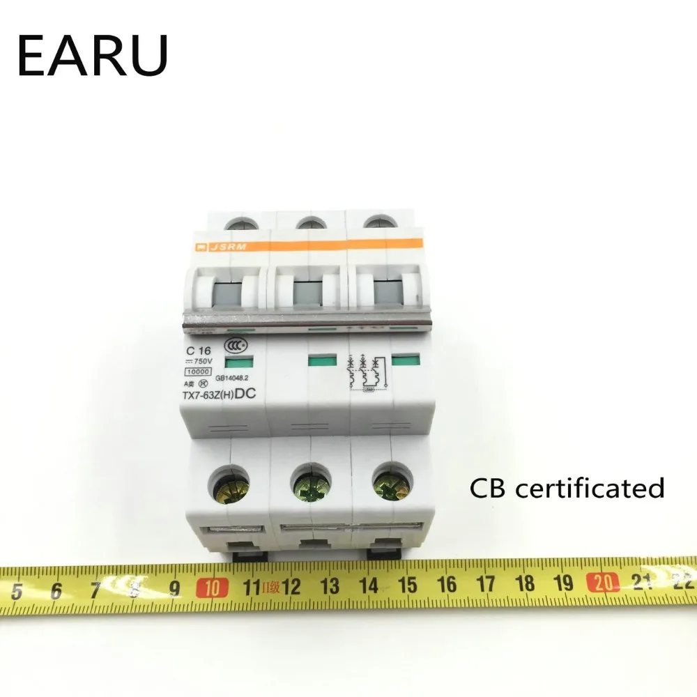 3P 32A DC 750V DC Автоматический выключатель MCB для фотоэлектрических солнечной энергии фотогальваническая система батарея C curve CB Сертифицированный на din-рейке