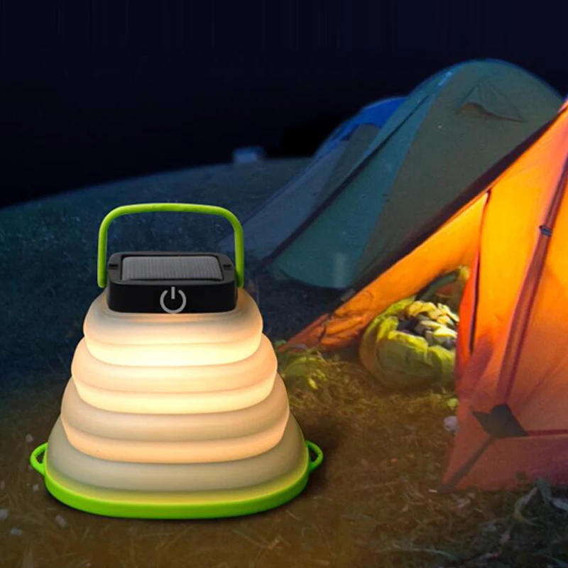 Collapsible  Solar Light Waterproof portable Lantern Solar Powered Energy Lamp for Camping Hiking Travelling Room Mountaineering