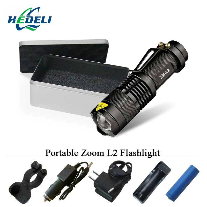 

3800lm Mini Flashlight LED Telescopic Zoom Waterproof Lantern Charging Torch CREE XM L2 Flashlight Mini Portable Use 18650