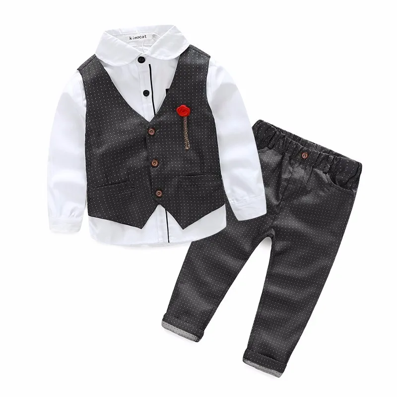 Boys formal Clothing Sets Autumn Spring Boys Wedding Clothes Kids Gentleman Leisure Handsome