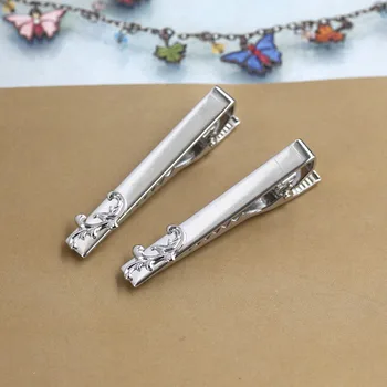 

Tie Clip Bar with Vintage Fiilgree Flower Rhodium tone plated Brass Metal Tie Clips Clasps Men's Jewelry