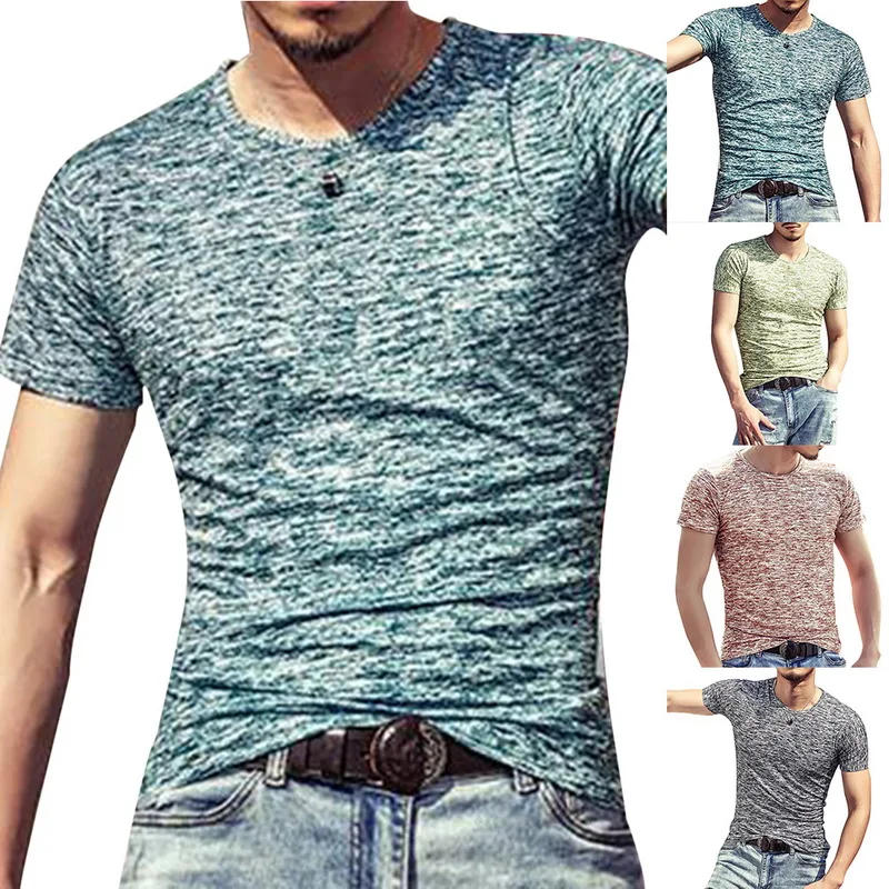 

Oeak 2019 Trendy Summer Men hip hop T Shirt Casual short Sleeve Slim Men's Basic Tops Tees Stretch T-shirt Men Printed T-shirt