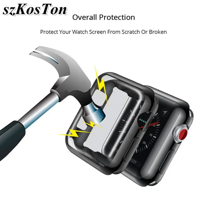 

TPU Soft Cover for Apple Watch Series 2/3 Protective Case for Apple Watch 38mm 42 mm Cover Film for Apple Watch Screen Protector