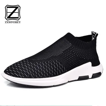 

ZXWFOBEY Fashion Mens Comfortable Breathable Lightweight Outdoor Walking Running Textile Mesh Shoes Flyknit Shoes
