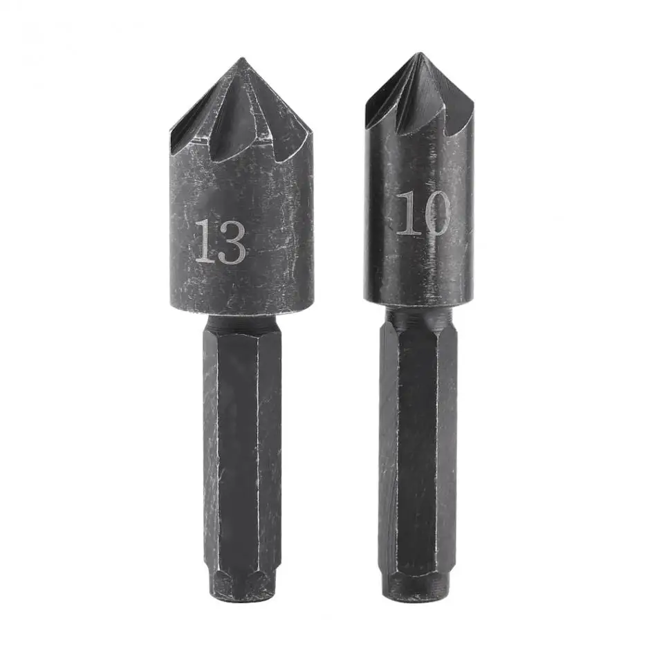 2pcs/lot 7 Flute 82 Degrees Countersink Cutter Bits 1/4" Hex Shank High