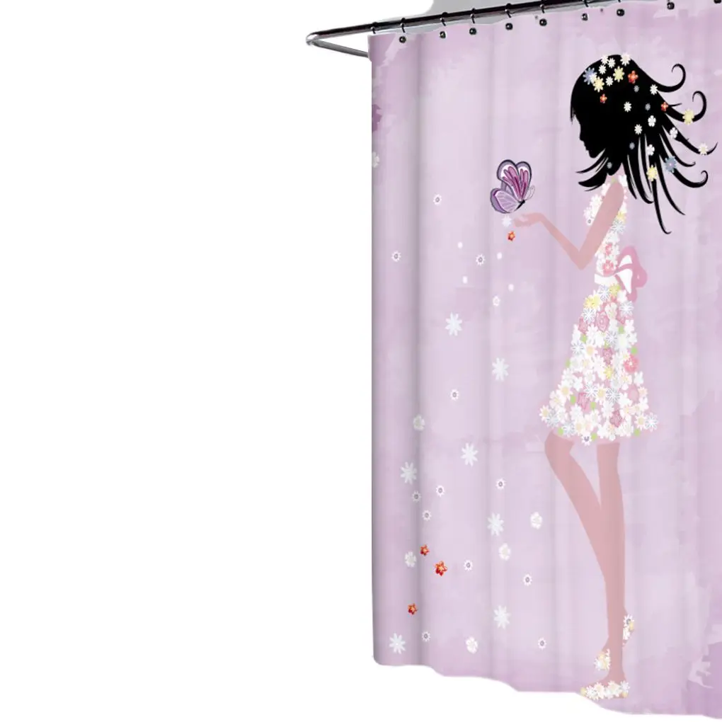 

Fabric Polyester Butterfly Princess Printing Shower Curtain Waterproof Partition Curtain