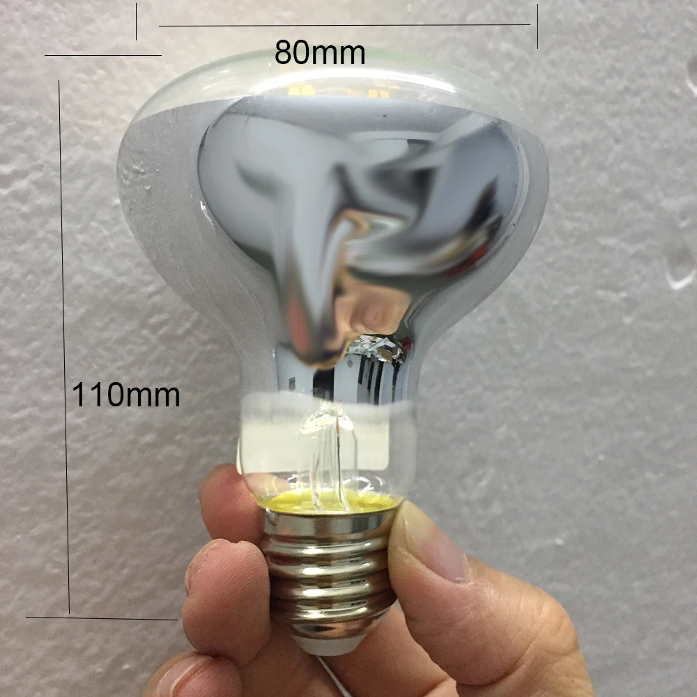 Классическое стекло светодиодный R80 отражатель прожектор 2 W 4 W 6 W 8 W украшения E27 нити лампа теплого света с лампа направленного света угол