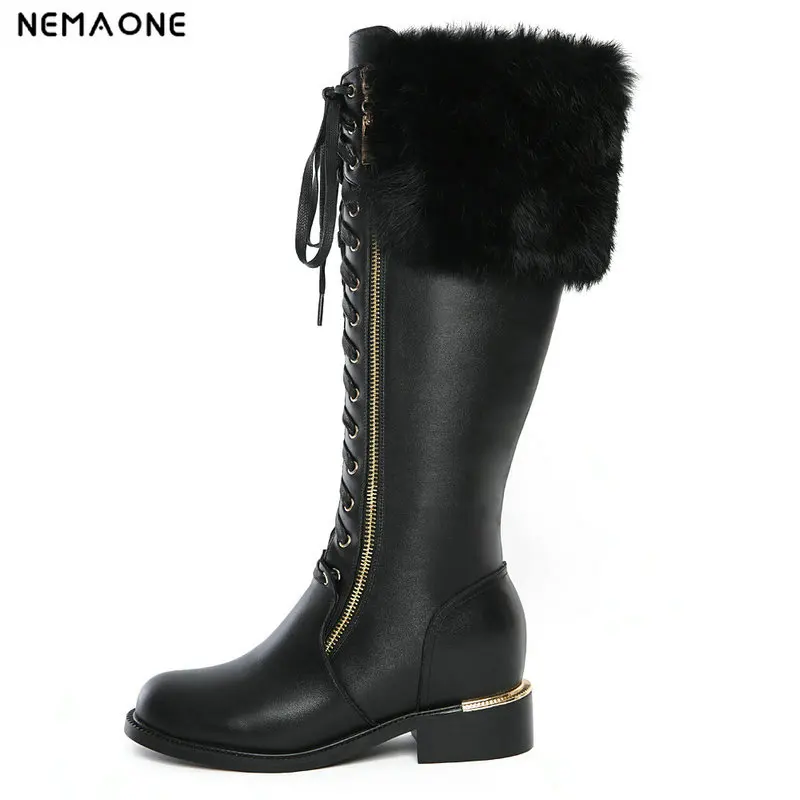 NemaoNe Real Fox Fur Snow Boots Women 2018 Winter Shoes Knee High Boots Women Genuine Leather Warm Shoes Large Size 42 NemaoNe Real Fox Fur Snow Boots Women 2018 Winter Shoes Knee High Boots Women Genuine Leather Warm Shoes Large Size 42
