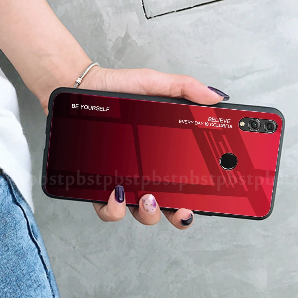 Градиентные чехлы с закаленным стеклом для huawei Honor View 20 Pro V20 8X Max 10i 20i Nova 5 Pro 5i 4 P20 P30 Pro Lite P Smart Plus