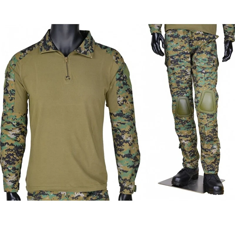 CQC Tactical Airsoft Military Army Combat BDU Uniform Shirt & Pants Set Gen2 Camouflage Outdoor Paintball Hunting Digi-Woodland | Спорт и