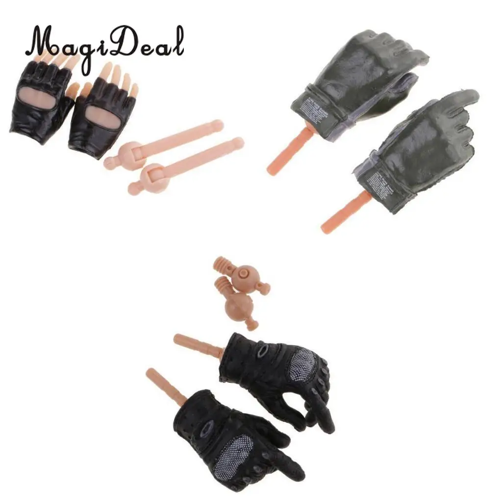 MagiDeal 1:6 Scale Black Half Gloved Hands for 12 Inch Female Action Figure Dolls Children Adult Toy DIY Accessories