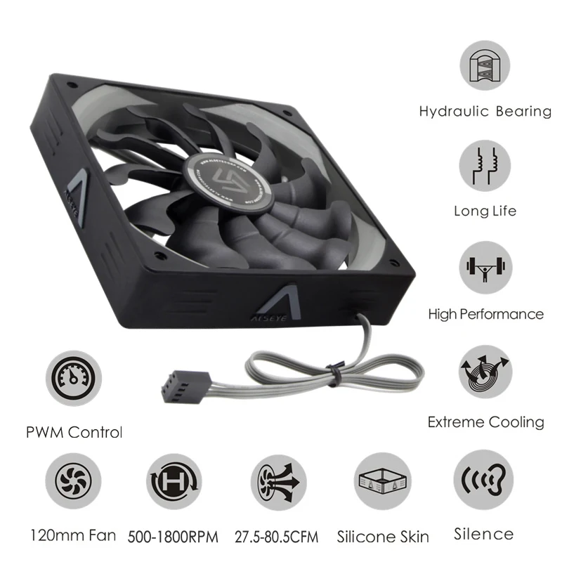 ALSEYE PWM 4pin 120 ملليمتر PC مروحة برودة 12 فولت 1800 دورة في الدقيقة 80CFM Slient التبريد مروحة للكمبيوتر الإسكان/ وحدة المعالجة المركز
