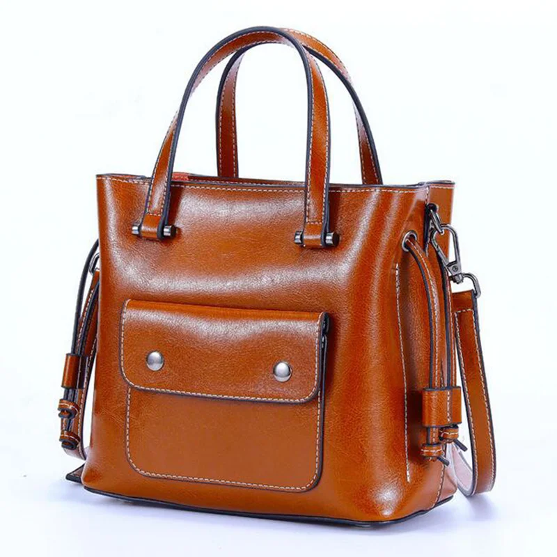

WILIAMGANU Big Genuine Leather Bags For Women Bucket Retro Luxury Handbags Women Bags Designer New Women Shoulder Messenger Bags