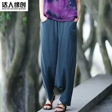 Весенний продукт, дизайн 65% лен 35% Хлопок Свободные женские брюки Гарун