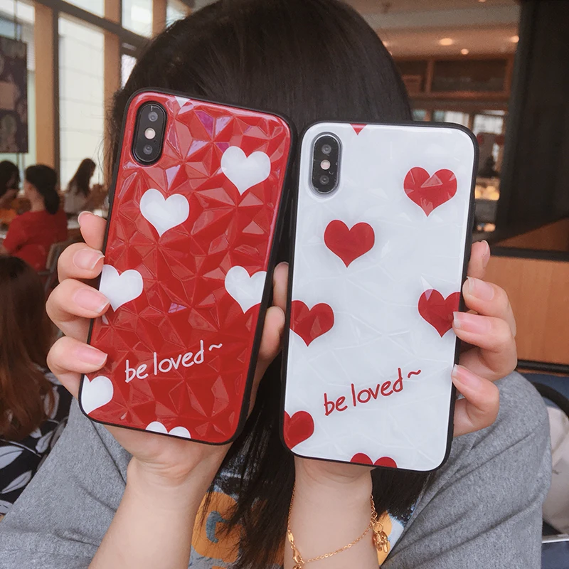 

Diamond texture red heart phone Cases For Huawei P20 P30 Mate20 Pro lite Nova 3 3i 3e 4 4e Honor 10 lite 8X back fundas cover
