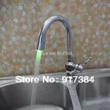 Кухня LED раковина кран бассейна матовый хром смеситель кран de-0126