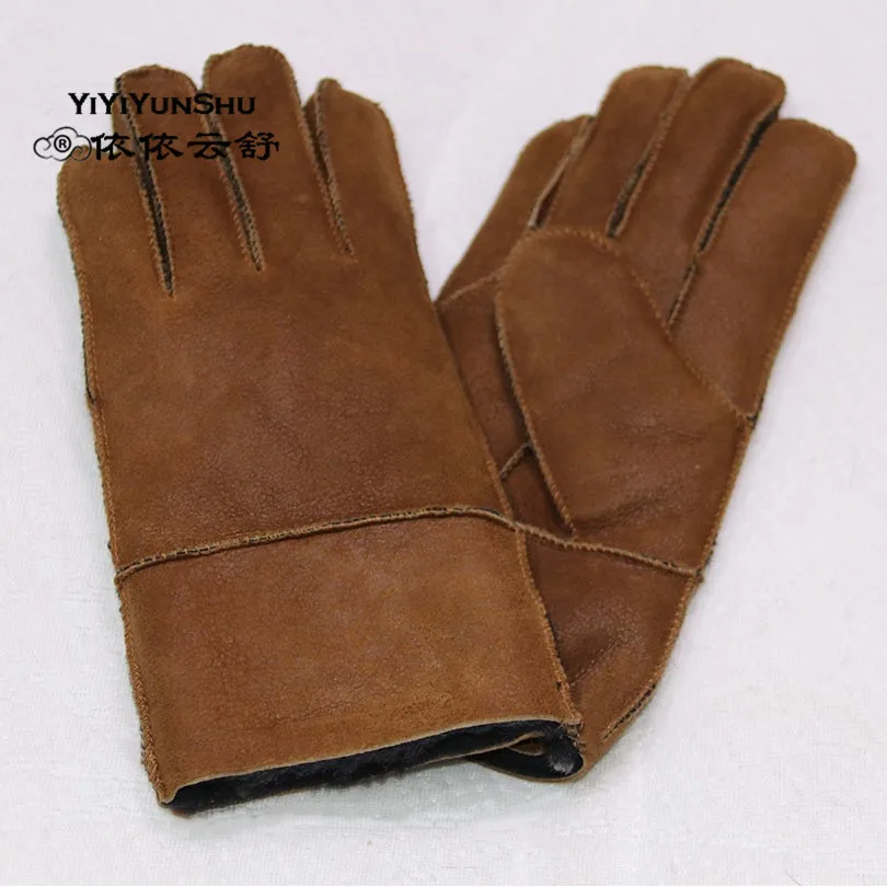 Yiyyunshu От 4 до 8 лет Детские перчатки из натуральной кожи зимние теплые шерстяные меховые перчатки Minttens перчатки из натуральной овчины для детей