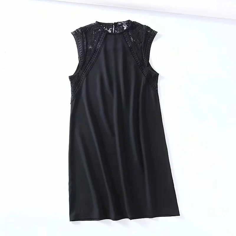 

vintage women elegant lace cotton dress 2019 summer short sleeve ladies patchwork dresses party girls casual dress feminine chic