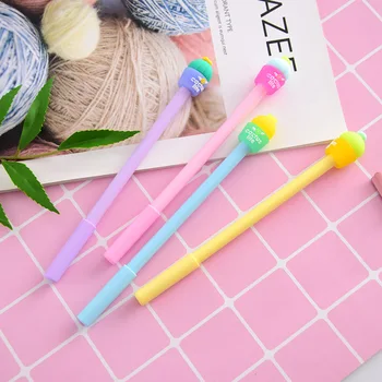 

2pcs Candy Color Cactus Silicone Head Gel Pen Rollerball Pen School Office Supply Writing Student Stationery Black Ink 0.5mm