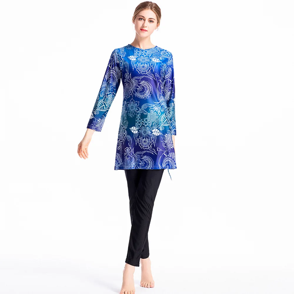 womens Digital printing Muslim swimwear Middle East swimsuit ladies sportswear conservative swimsuit
