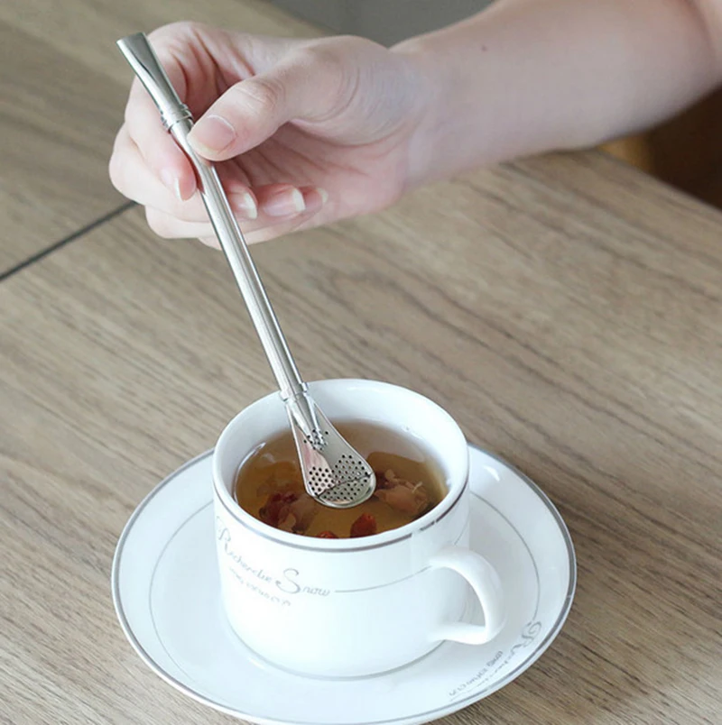 Stirring Spoon Coffee Drinking Tea Filter 1 PC Spoon Tea Spoon Straws
