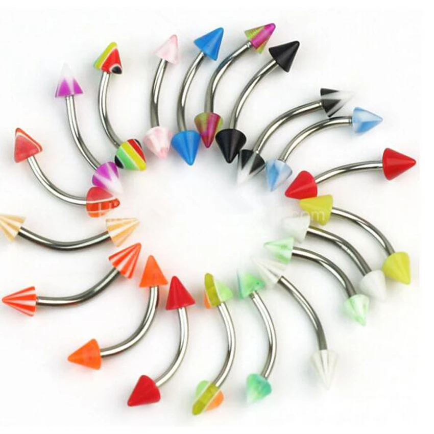 10Piece 16G Acrylic Ball Spike eyebrow ring Stainless Steel Eye Rings